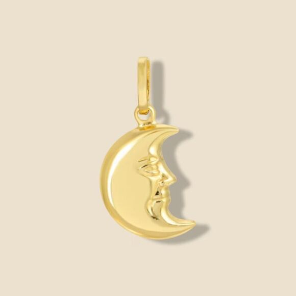 14k Real Gold Halfmoon Charm | Halfmoon Pendant | Birthday Gift | Timeless Gift - Picture 1 of 5